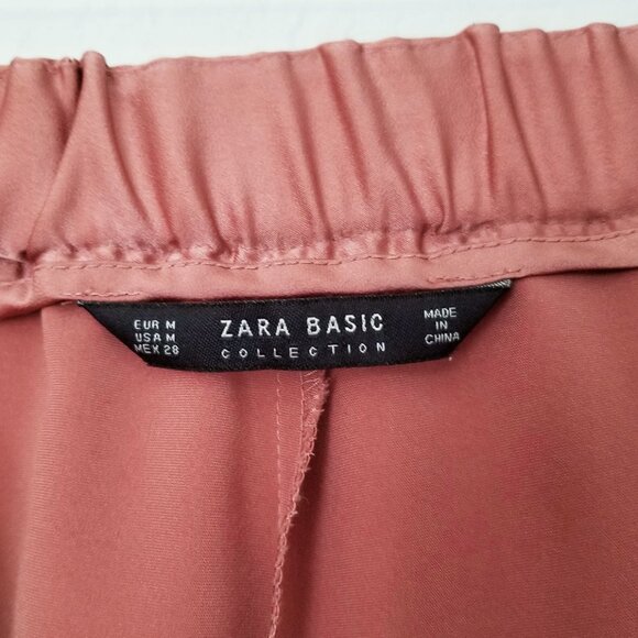 Zara Sateen Silk Satin Asymmetric Ruffle Midi Skirt Mauve Pink Size M Romantic - Picture 7 of 15
